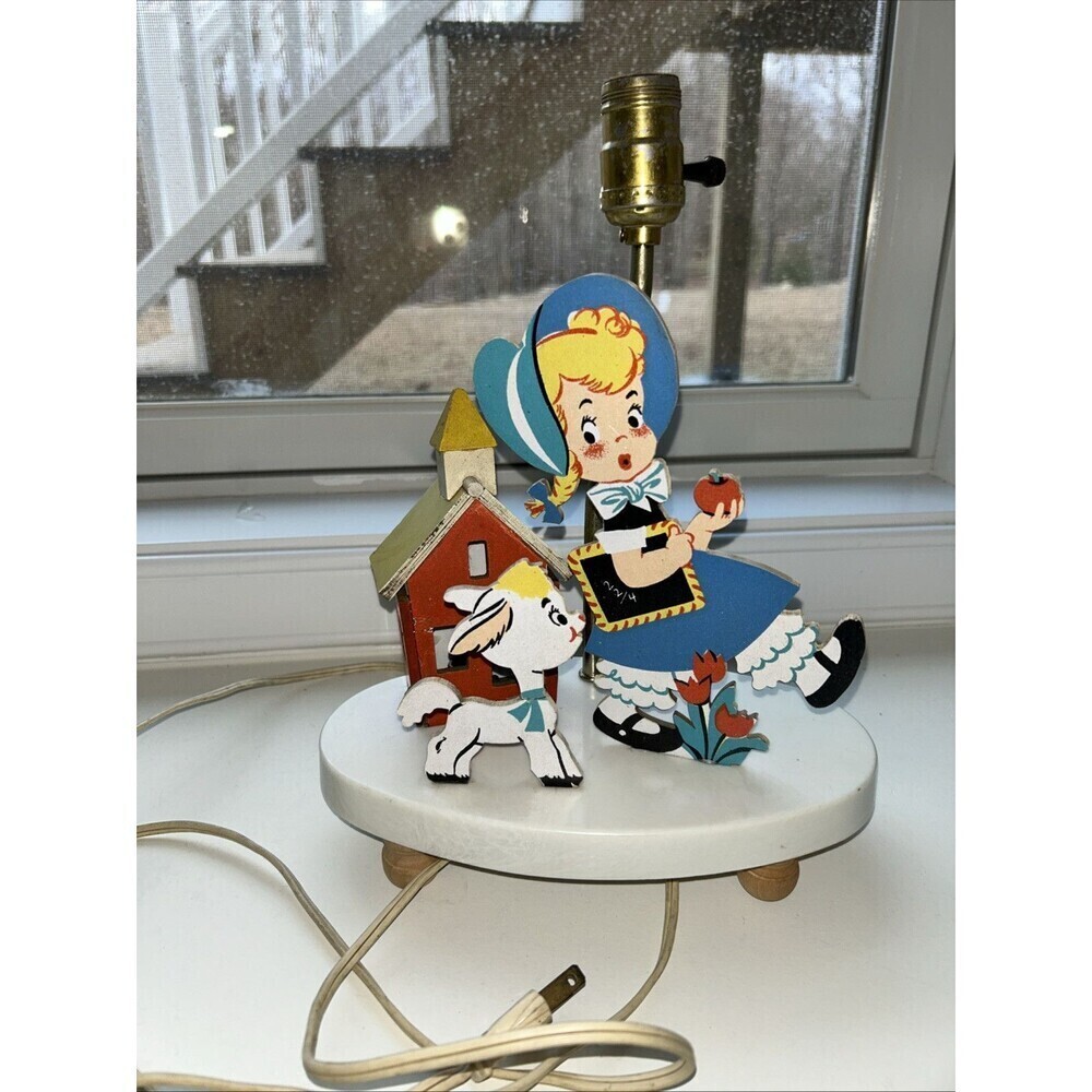 The Dolly Toy Co Mary Had A Little Lamb Nursery Room Night Lamp No Shade c1950s​